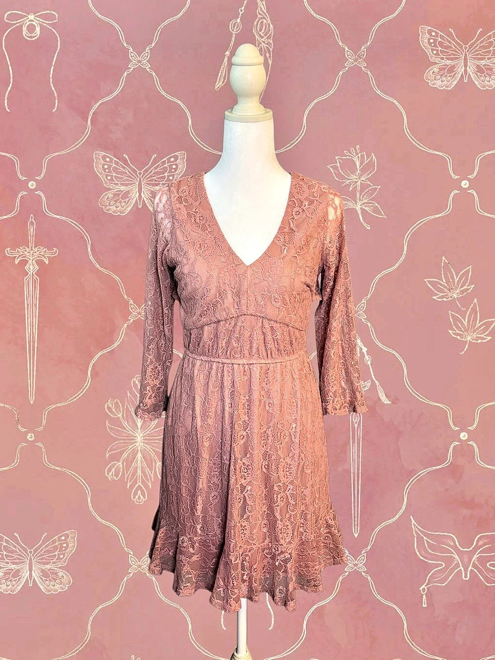 Blush Lace Mini Dress